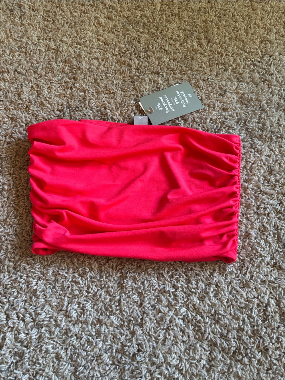 H&M Strapless Ruched Bandeau Top - Coral/Pink